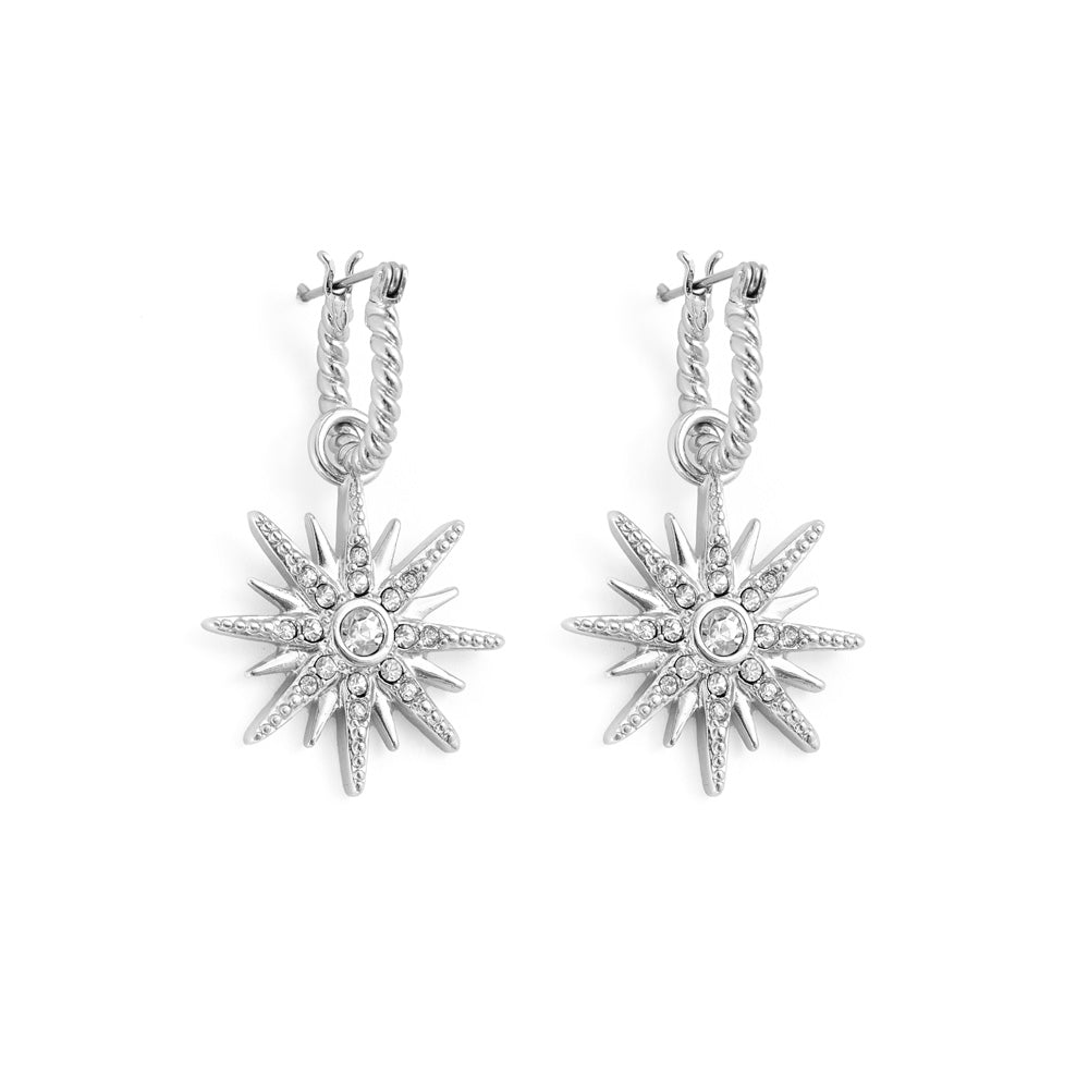 Aros con colgante belen plateado