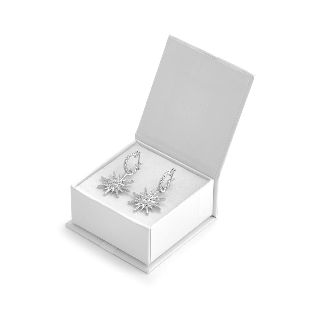 Aros con colgante belen plateado