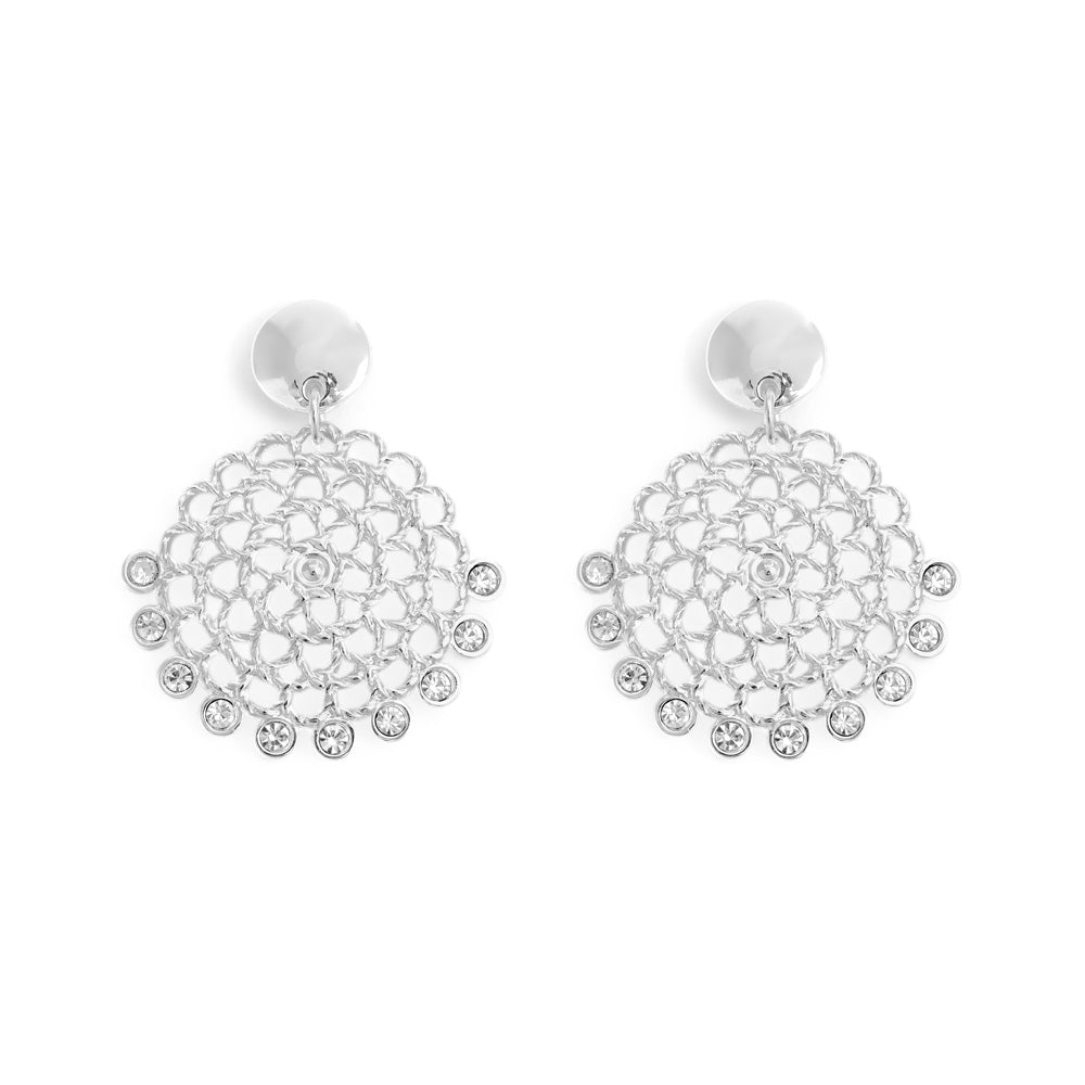 Aros con colgante agustina plateado