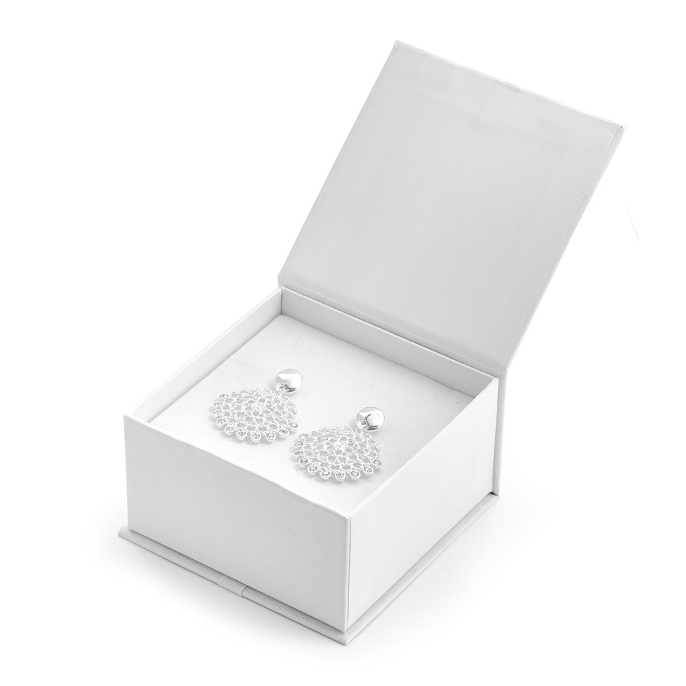 Aros con colgante agustina plateado