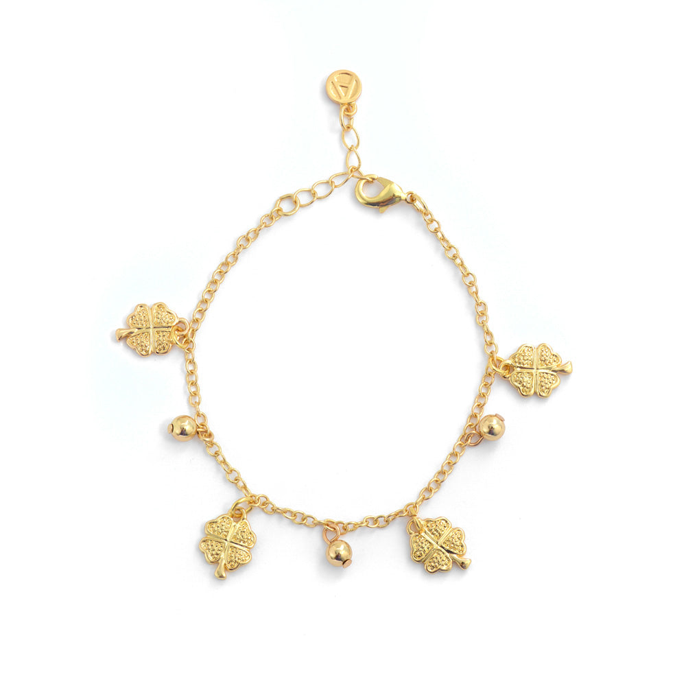 Pulsera trebol dorado claro