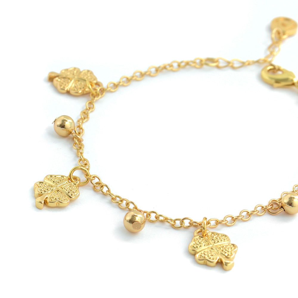 Pulsera trebol dorado claro