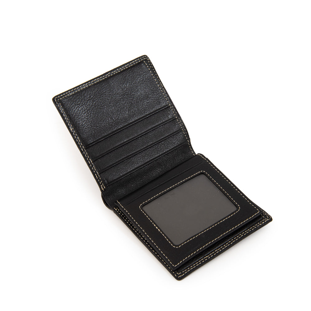 Billetera con flap bremen cuero negro