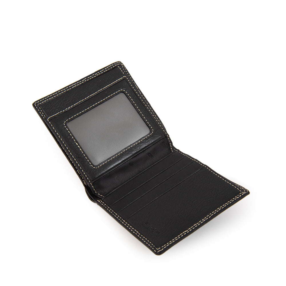 Billetera con flap bremen cuero negro