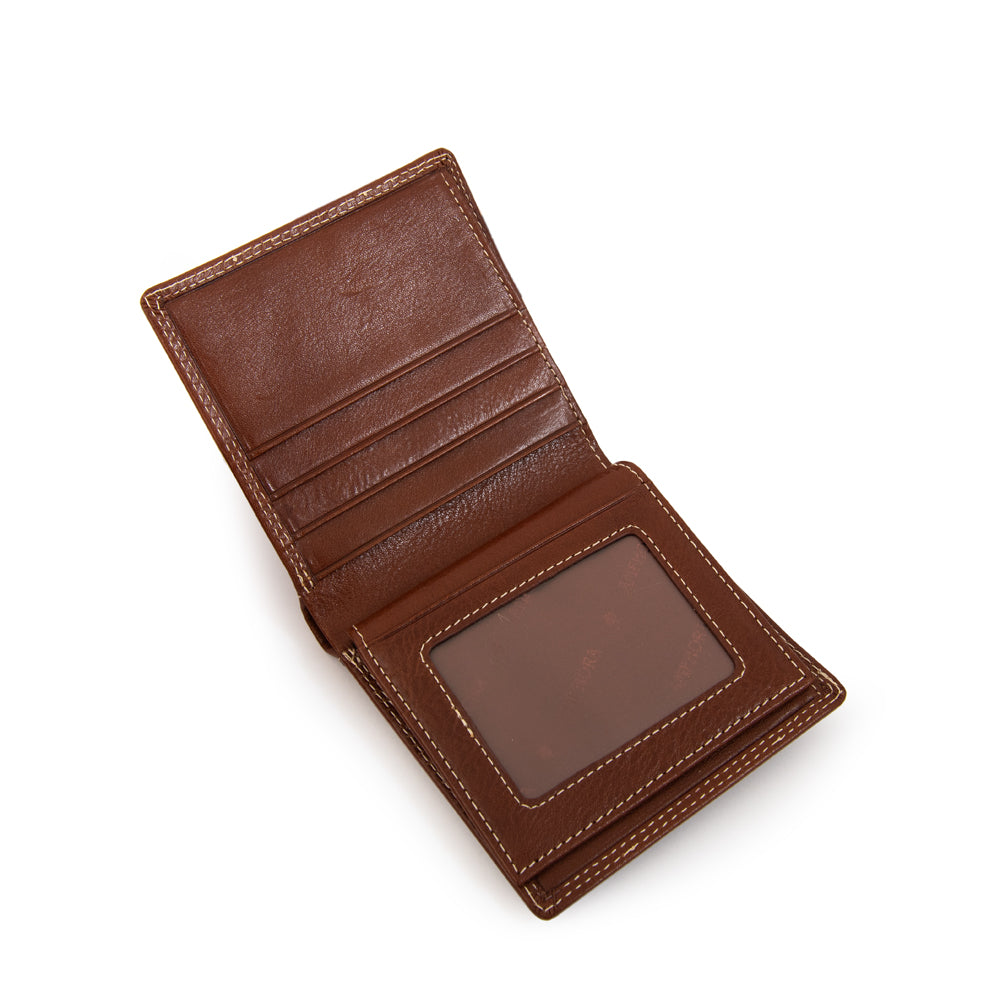 Billetera con flap bremen cuero café