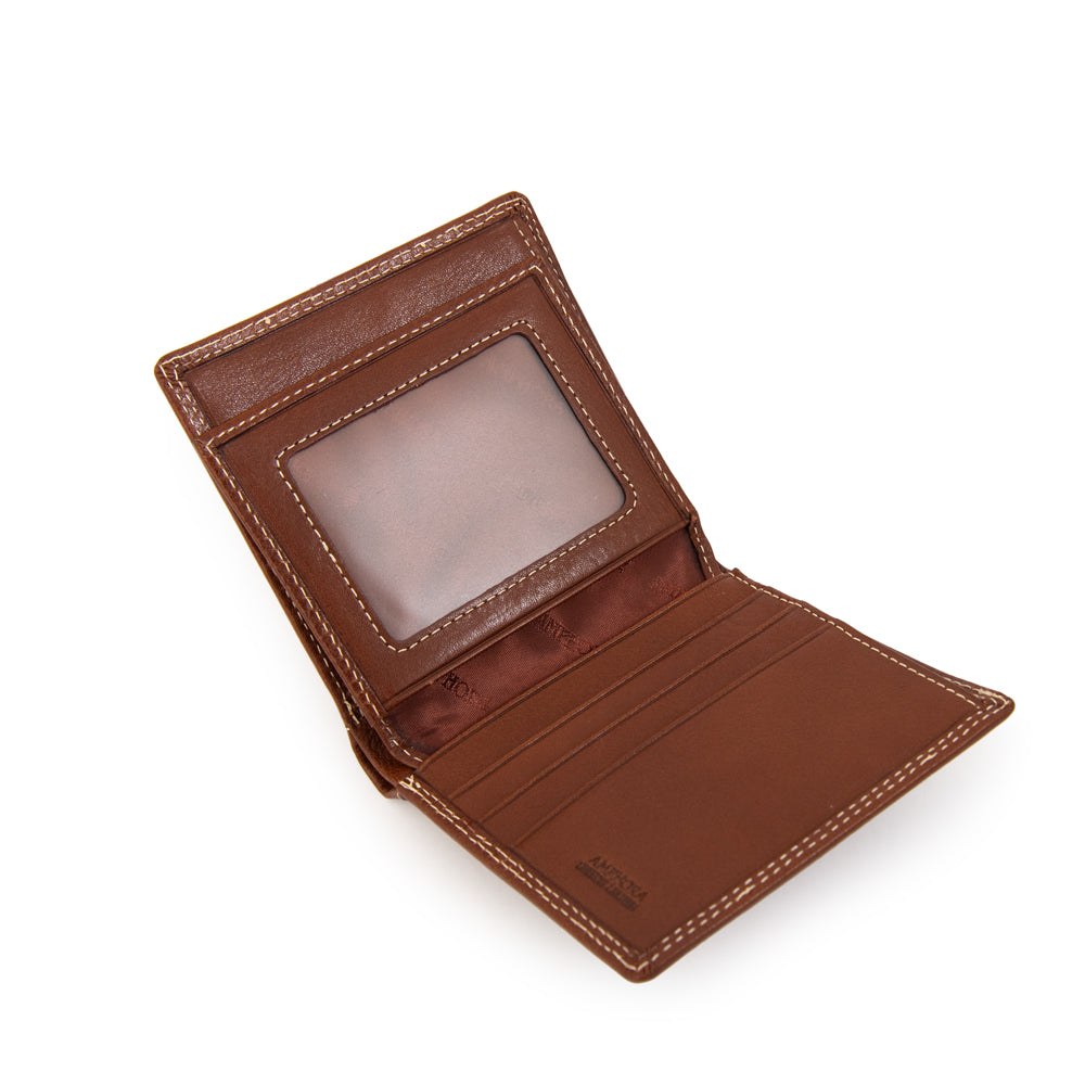 Billetera con flap bremen cuero café