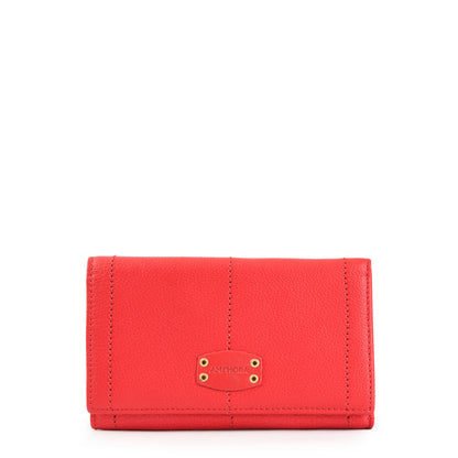 Billetera new eyelet cuero cierre exterior mediana coral