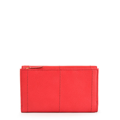 Billetera new eyelet cuero cierre exterior mediana coral