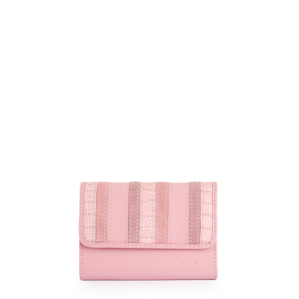 Billetera new stripes cuero rosa viejo