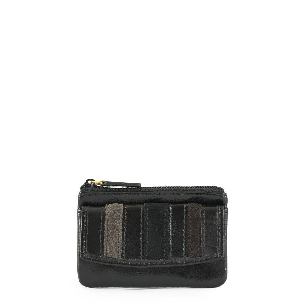 Monedero new stripes cuero negro