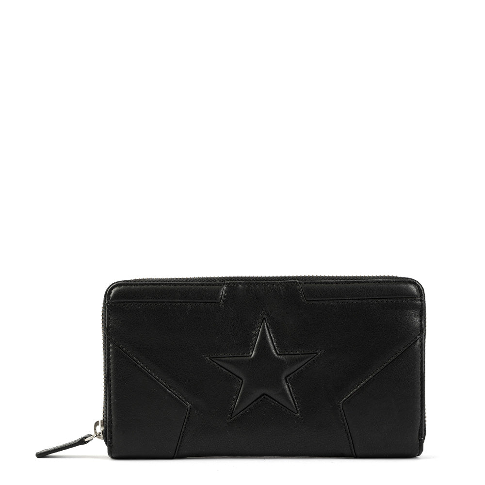 Billetera étoiles cuero negro