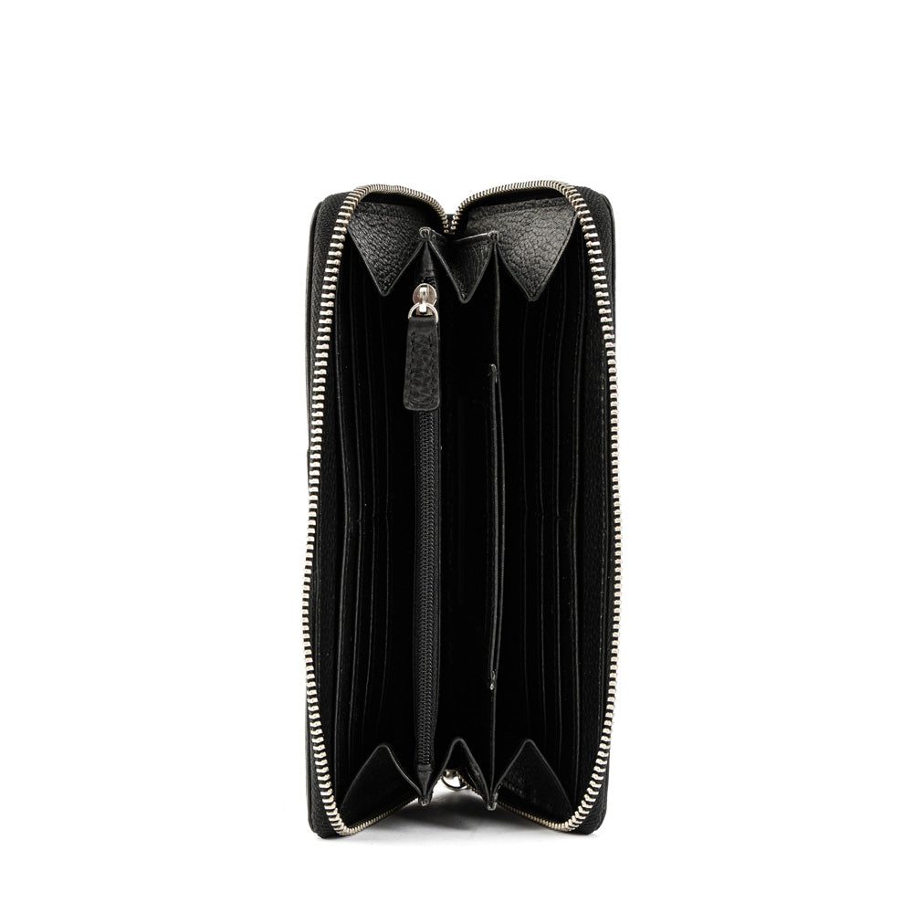 Billetera étoiles cuero negro