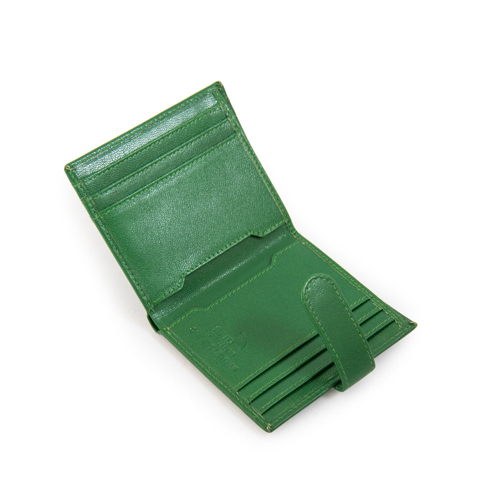 Billetera tarjetero dara cuero verde oliva