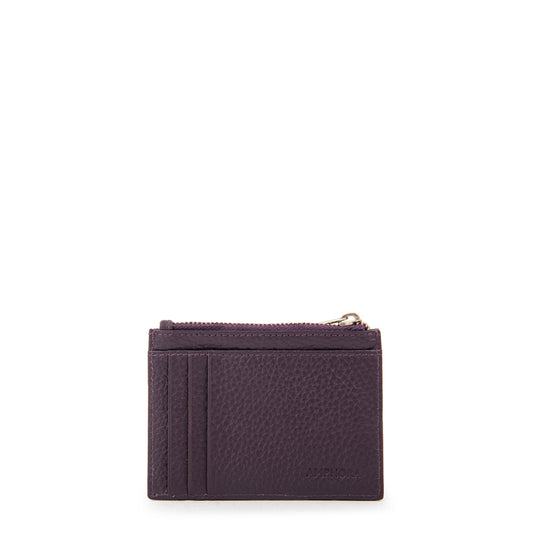 Tarjetero monedero ebba cuero lila
