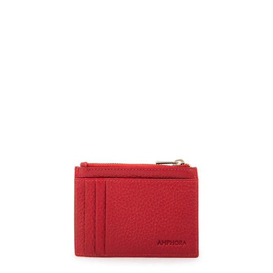 Tarjetero monedero ebba cuero rojo