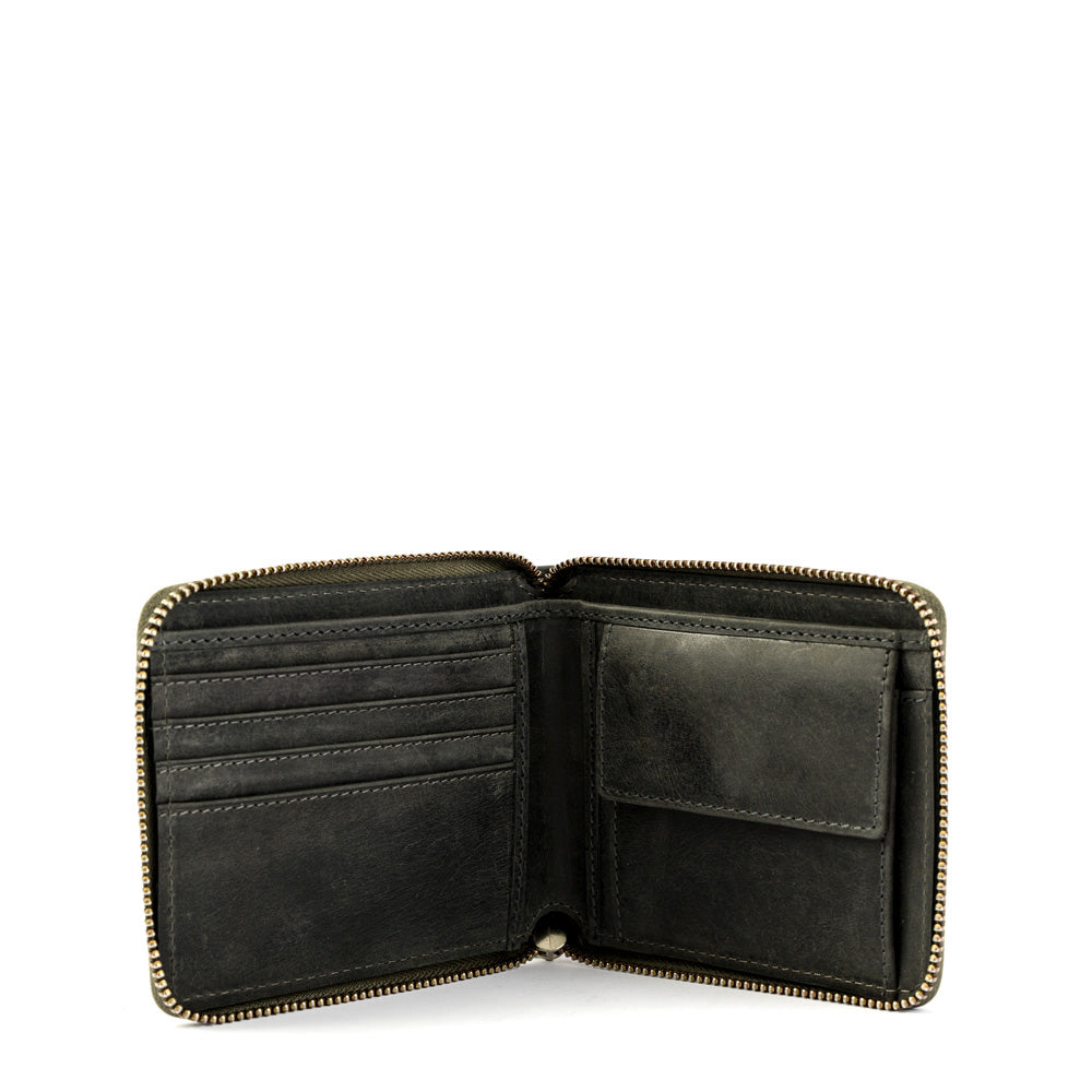 Billetera alfonso cuero gris oscuro