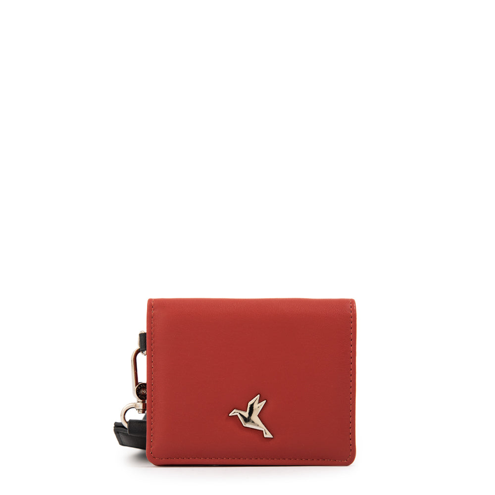 Tarjetero monserrat pequeña rojo