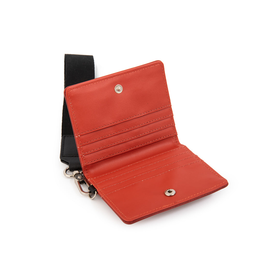 Tarjetero monserrat pequeña rojo