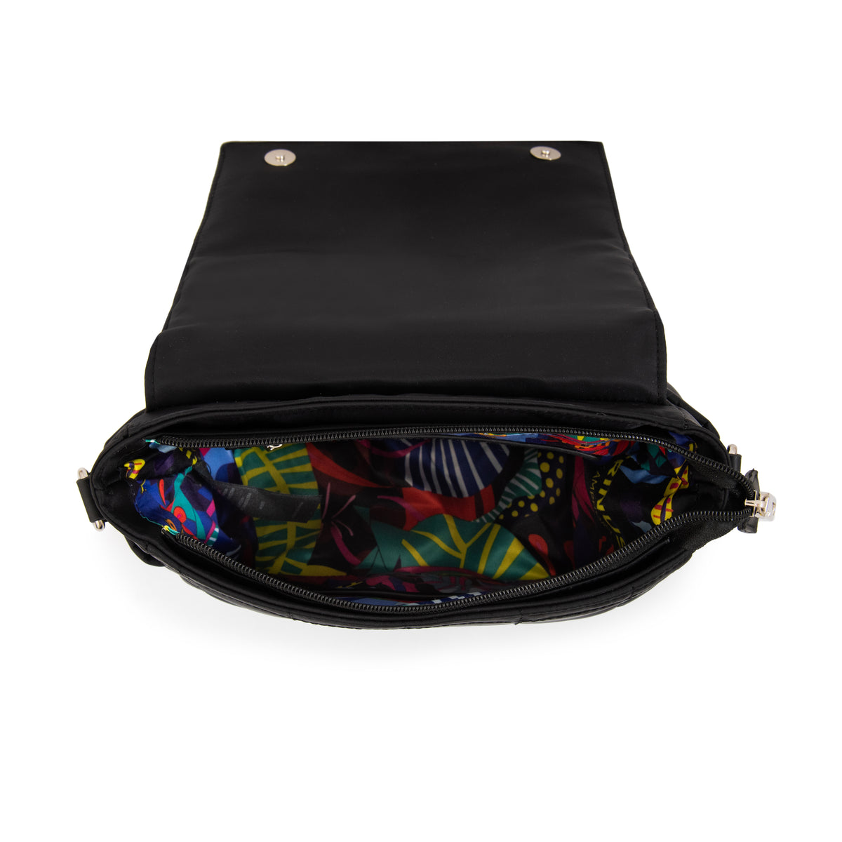 Cartera bandolera con tapa mediana belina negro