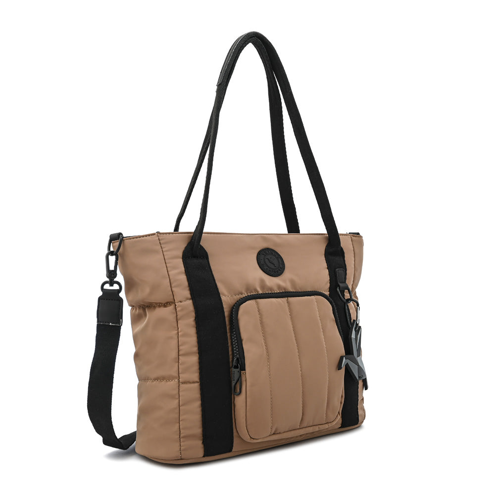 Cartera tote tres divisiones florence mediana beige