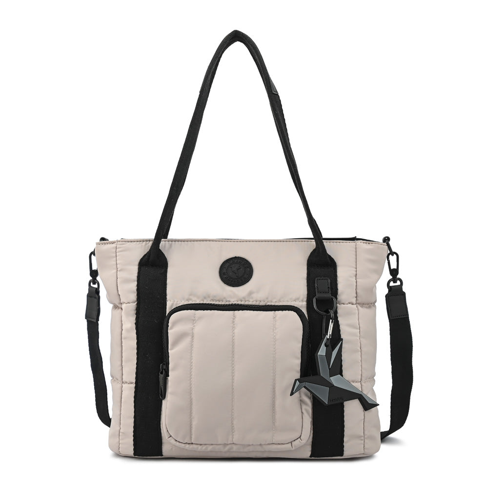 Cartera tote tres divisiones florence mediana gris claro