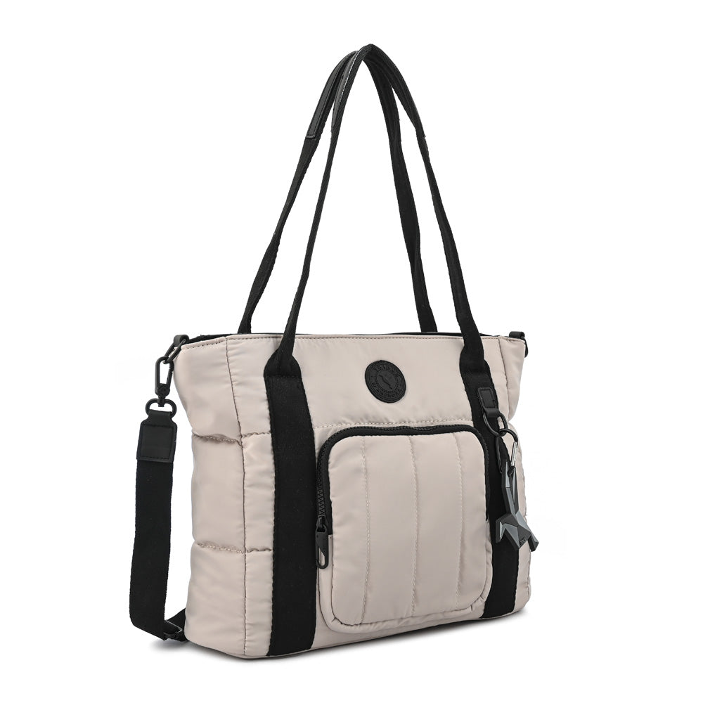 Cartera tote tres divisiones florence mediana gris claro