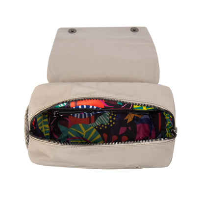 Mochila con tapa sahara pequeña blanco crudo