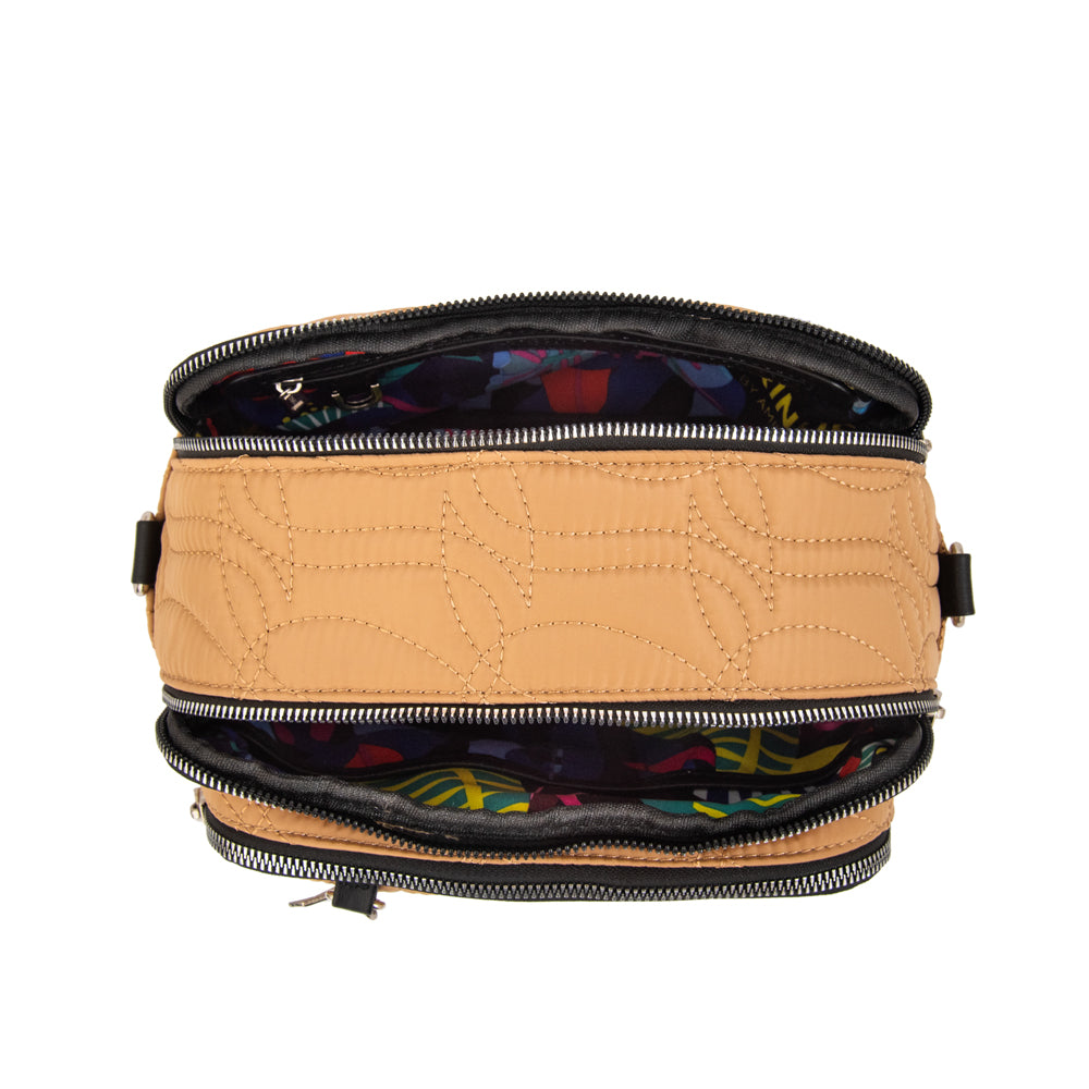 Cartera bandolera ivanca pequeña beige oscuro