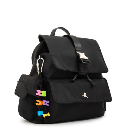 Mochila con tapa melania mediana negro