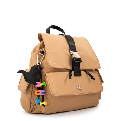 Mochila con tapa melania mediana beige oscuro