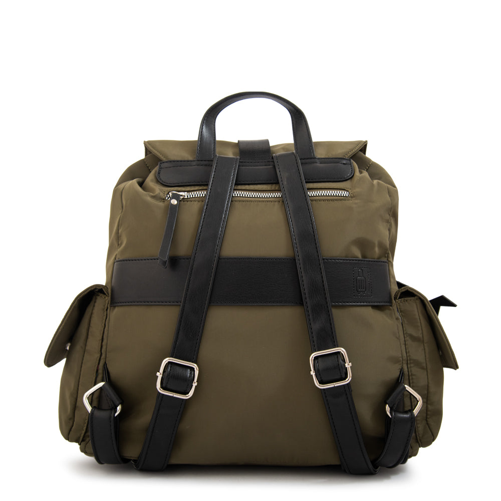 Mochila con tapa melania mediana verde oliva