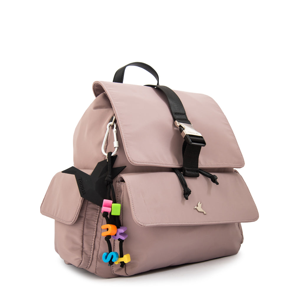 Mochila con tapa melania mediana rosa viejo