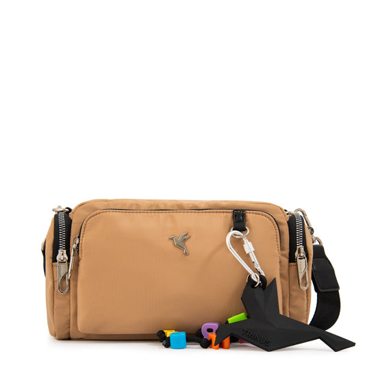 Cartera bandolera melania mediana beige oscuro