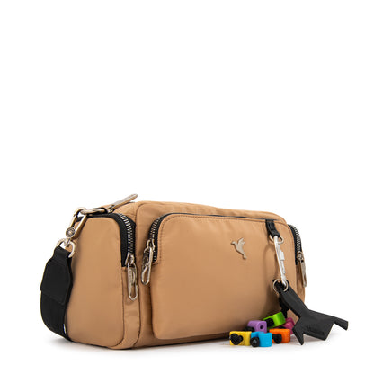 Cartera bandolera melania mediana beige oscuro