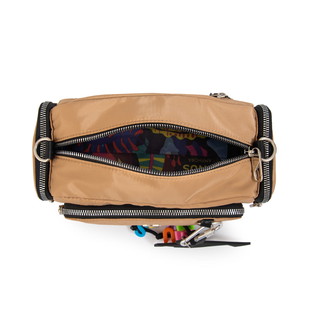 Cartera bandolera melania mediana beige oscuro