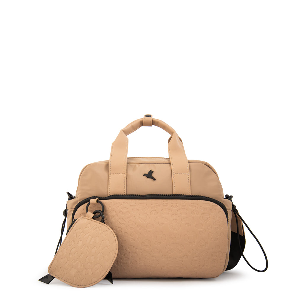 Cartera bandolera con asas zelanda mediana beige oscuro