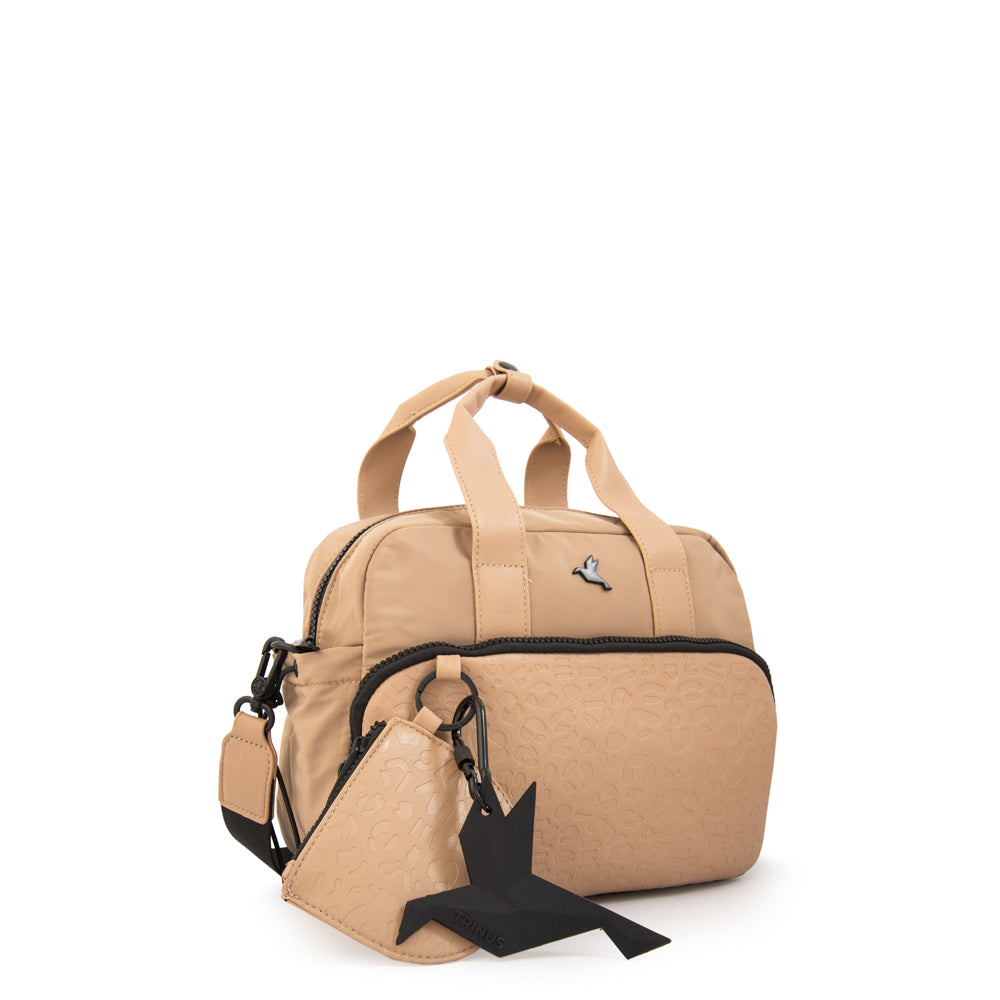 Cartera bandolera con asas zelanda mediana beige oscuro