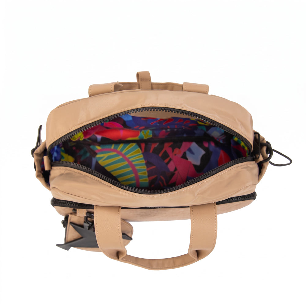 Cartera bandolera con asas zelanda mediana beige oscuro