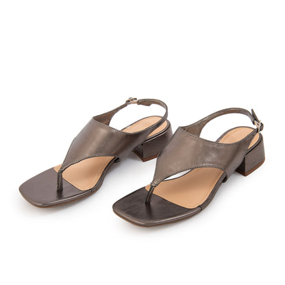 Sandalia amalfi cuero plateado oscuro