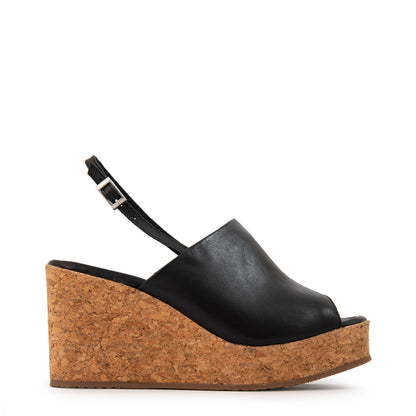 Sandalia amber cuero negro