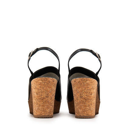 Sandalia amber cuero negro