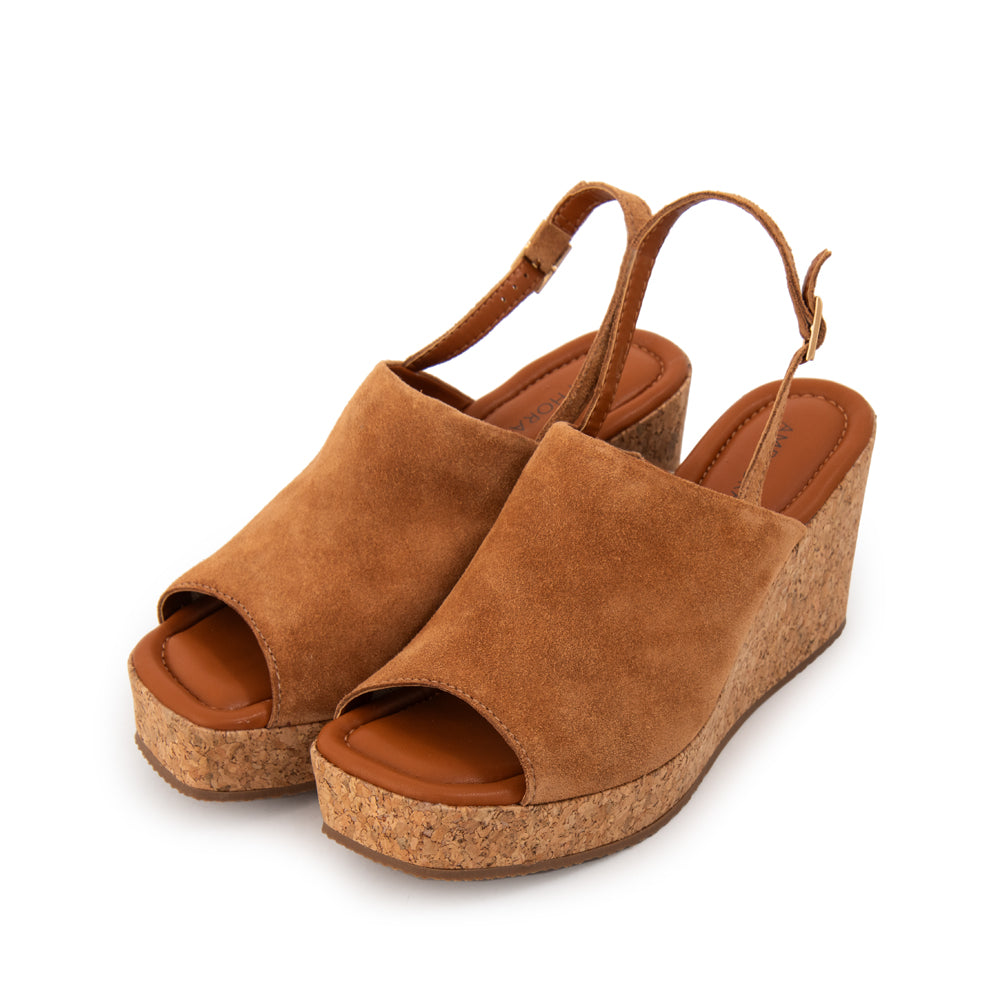 Sandalia amber cuero café