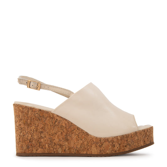 Sandalia amber cuero blanco crudo