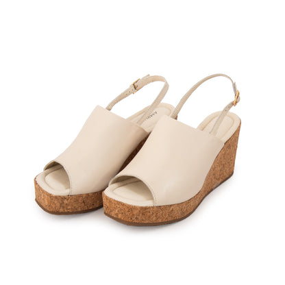 Sandalia amber cuero blanco crudo