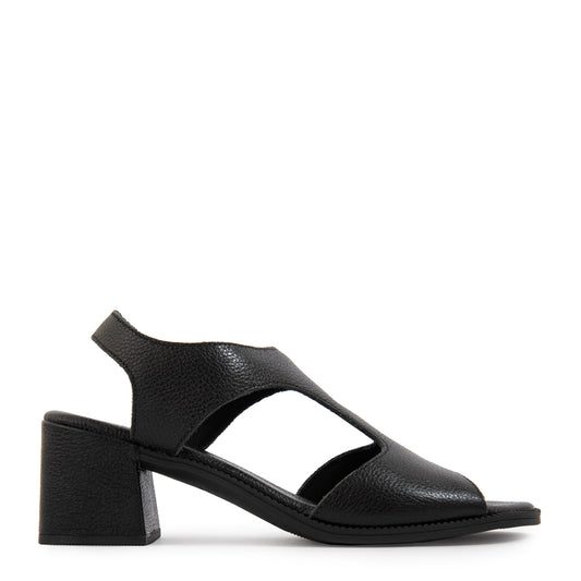 Sandalia bianca cuero negro