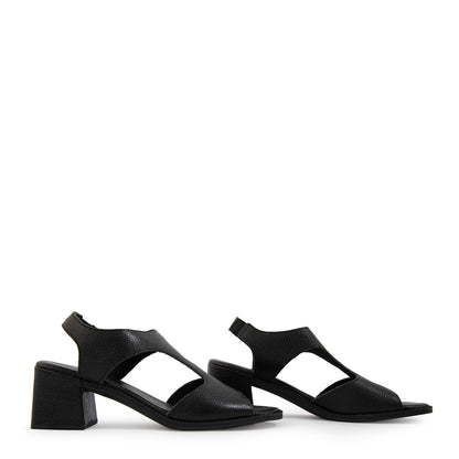 Sandalia bianca cuero negro