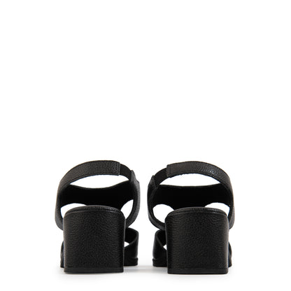 Sandalia bianca cuero negro