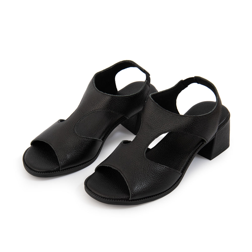 Sandalia bianca cuero negro