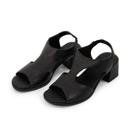 Sandalia bianca cuero negro