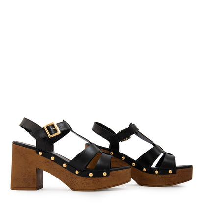Sandalia capri cuero negro